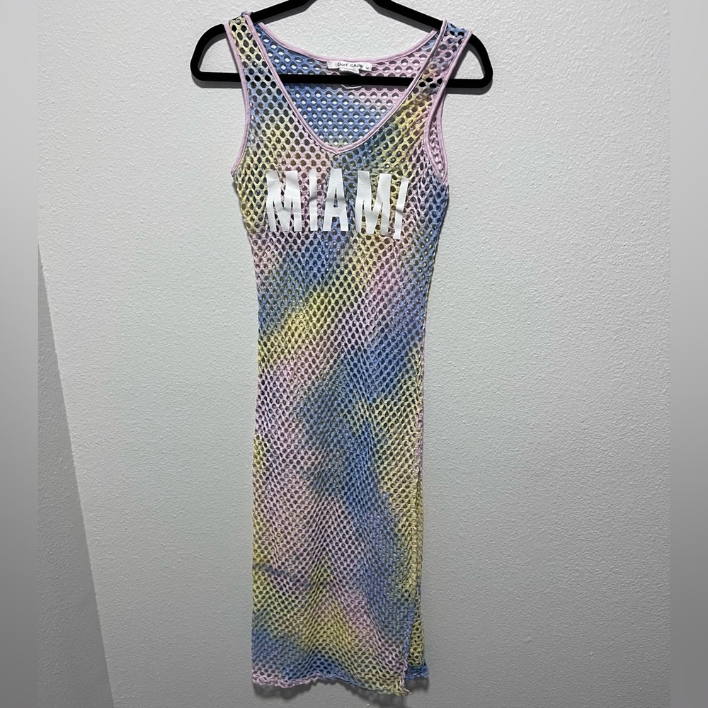 Surf Style Pastel Tie Dye Mesh “Miami” Maxi Dress Size Medium